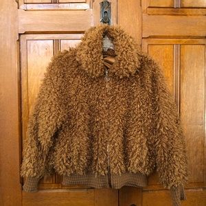 Wild Fable Women’s Cognac Brown Zip Up Sherpa Jacket NWT Small